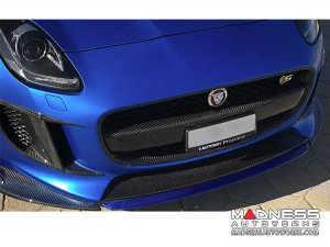 Jaguar F-TYPE Center Front Lip Splitter - Carbon Fiber - Blue Candy